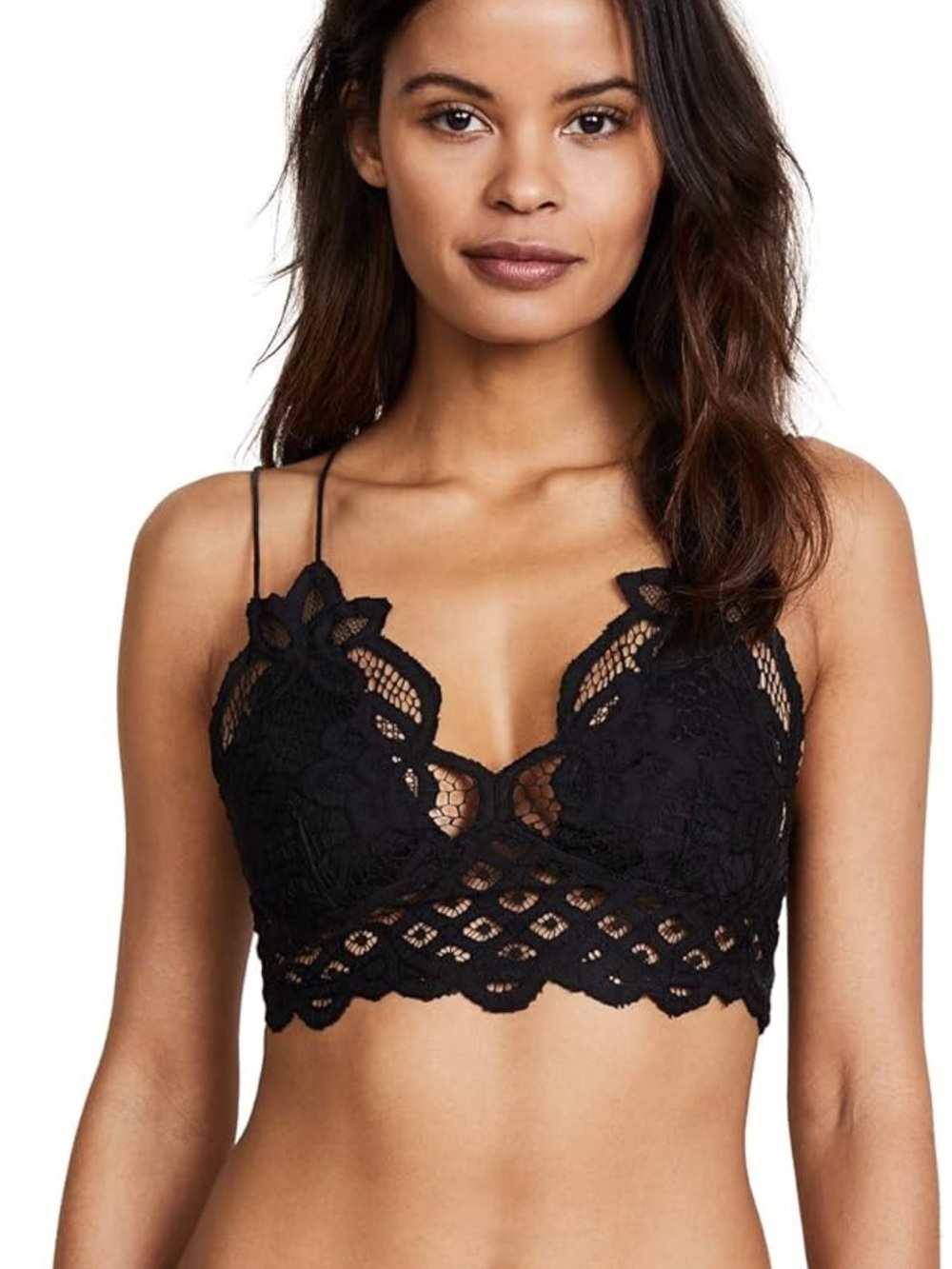 Free People Adella Bralette Black Crop Top Lace XS
